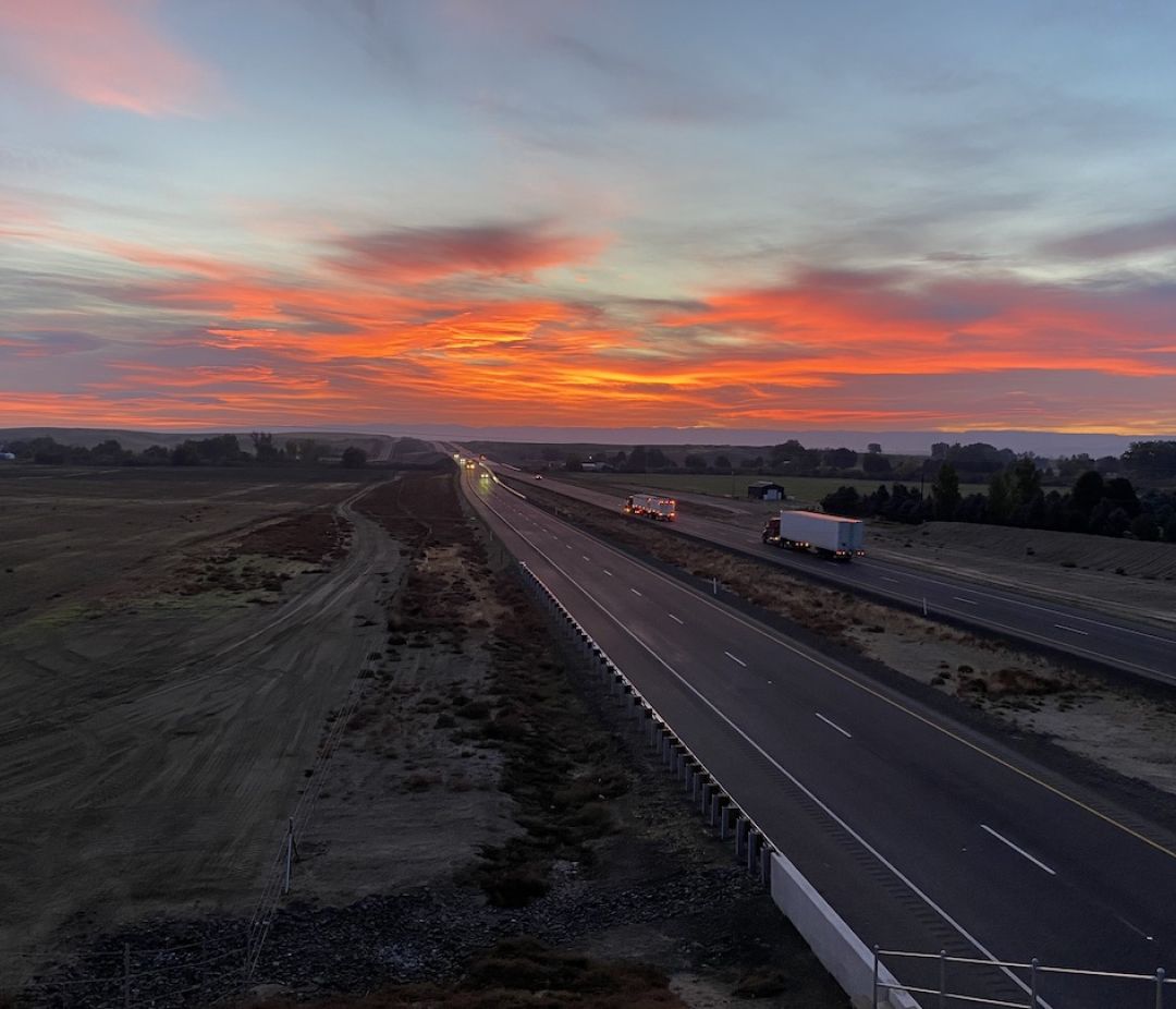 sunset over highway